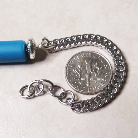 Surf & Ocean Blues: Minimalist Agate Chain Bracelet - Adjustable for 7-8" Wrists - Picture 5 of 9